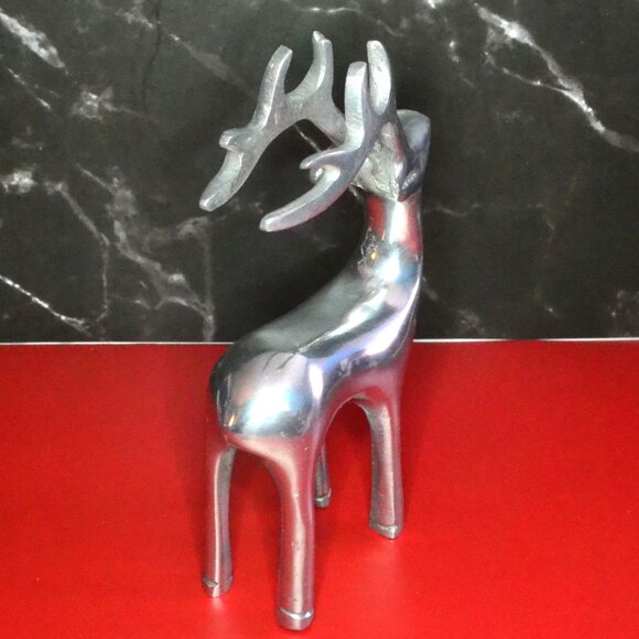 Pair Of Aluminum Reindeer Modern Brutalist Design MCM Holiday Decor - Picture 8 of 8
